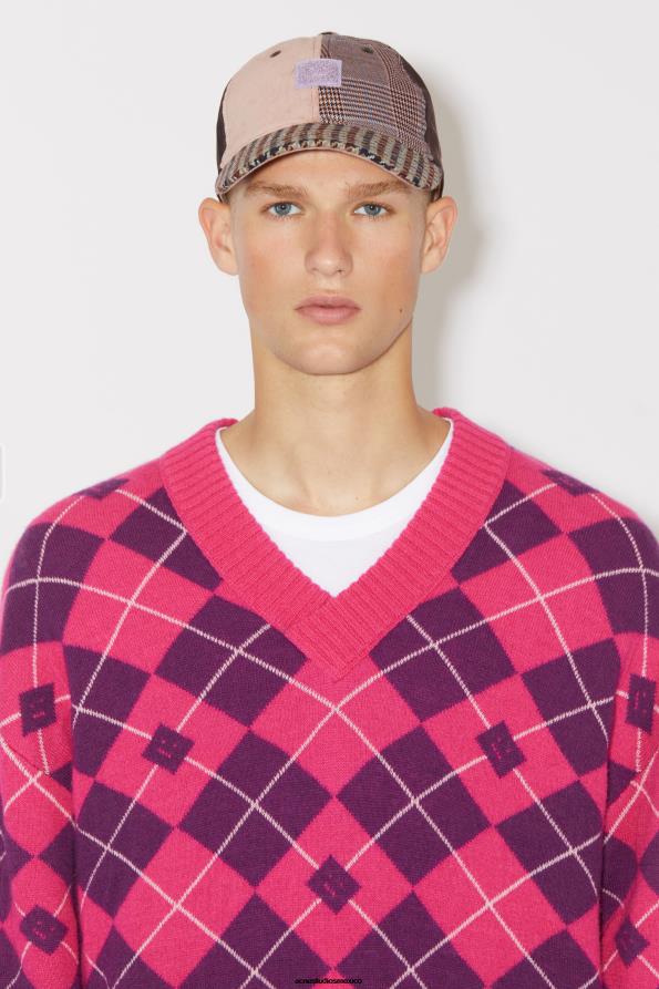 Acne Studios vestir rosa brillante/violeta medio 0T4HT931 jersey de lana jacquard argyle unisex