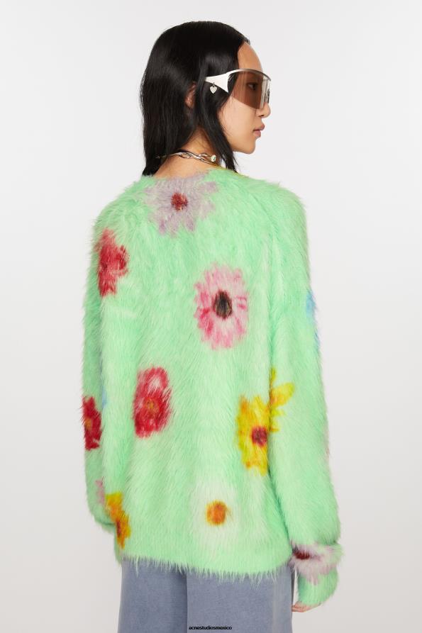 Acne Studios vestir verde claro 0T4HT66 jersey esponjoso estampado