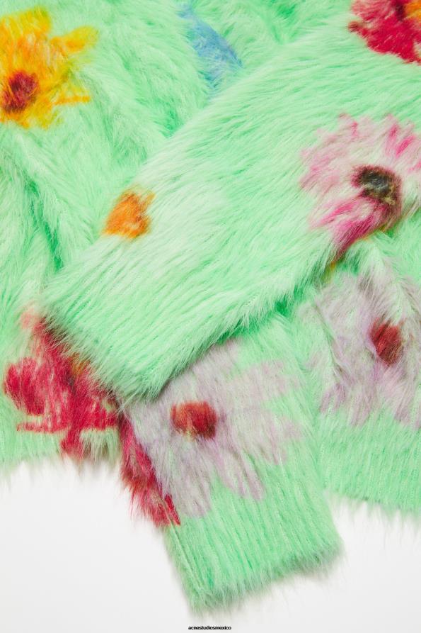 Acne Studios vestir verde claro 0T4HT66 jersey esponjoso estampado