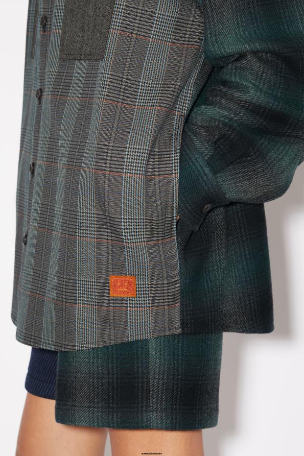 Acne Studios vestir azul verde 0T4HT26 camisa de patchwork unisex