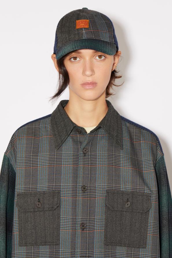 Acne Studios vestir azul verde 0T4HT26 camisa de patchwork unisex