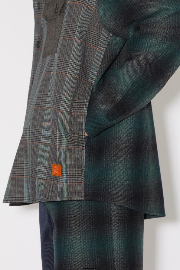 Acne Studios vestir azul verde 0T4HT904 camisa de patchwork unisex