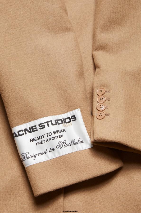 Acne Studios vestir beige camello 0T4HT886 abrigo de lana con botonadura sencilla