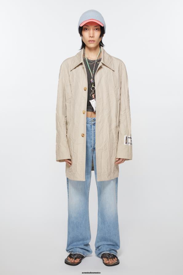 Acne Studios vestir beige claro 0T4HT883 gabardina arrugada