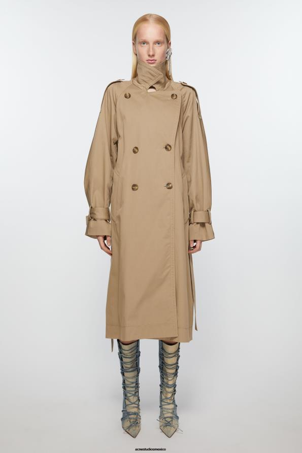 Acne Studios vestir beige frio 0T4HT5 gabardina con doble botonadura