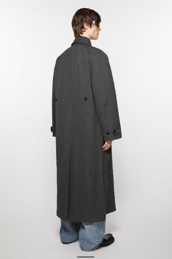 Acne Studios vestir gris oscuro 0T4HT891 gabardina arrugada