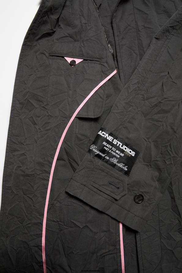 Acne Studios vestir gris oscuro 0T4HT891 gabardina arrugada
