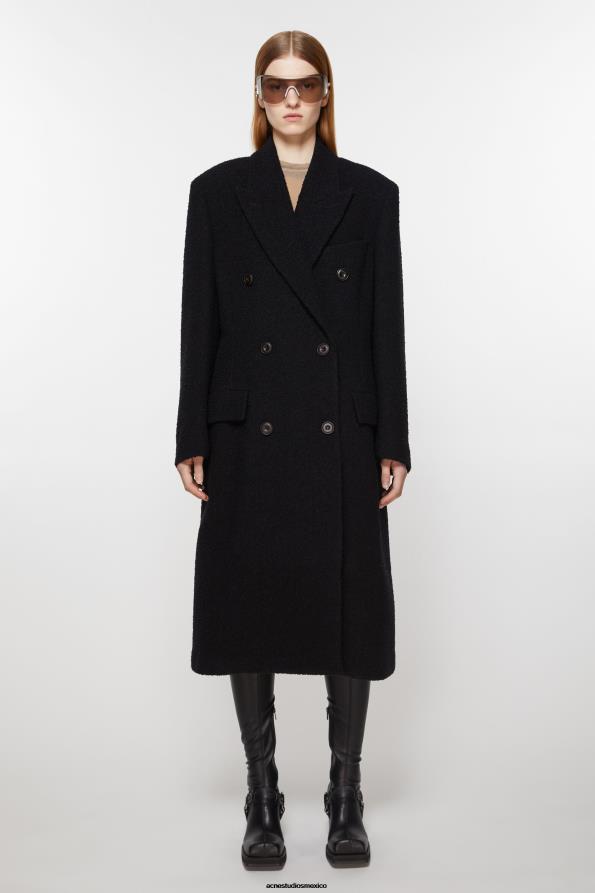 Acne Studios vestir negro 0T4HT1 abrigo de lana con doble botonadura