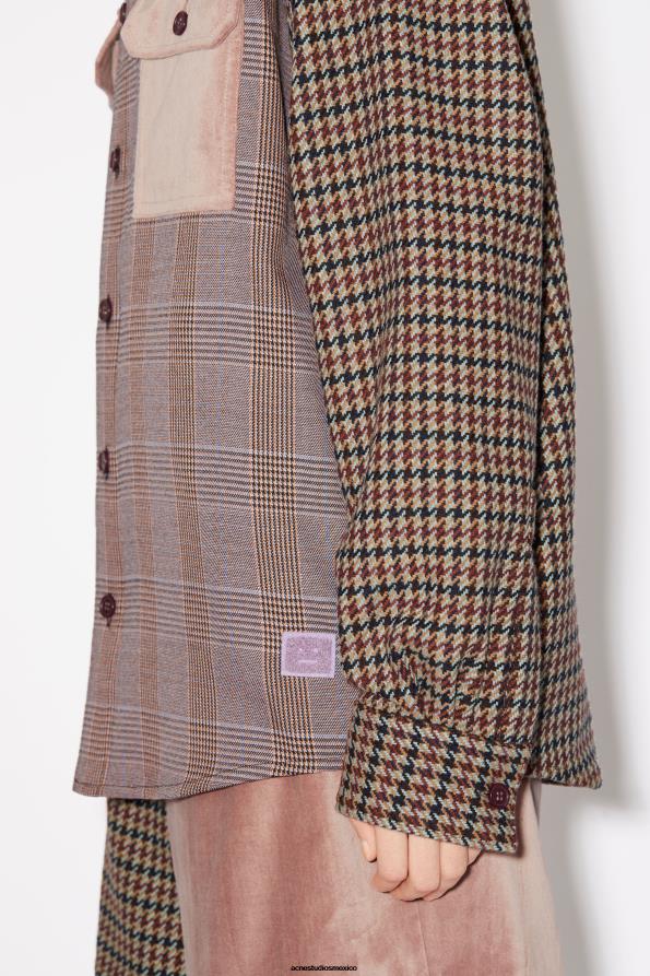 Acne Studios vestir rosado morado 0T4HT28 camisa de patchwork unisex