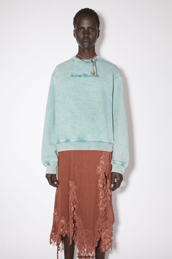 Acne Studios vestir azul pálido 0T4HT165 suéter con logo difuminado
