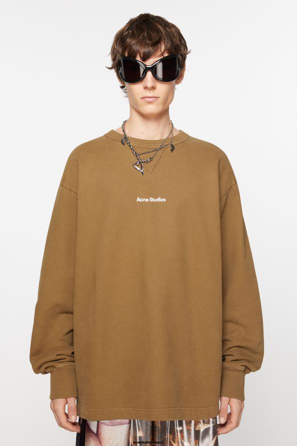 Acne Studios vestir beige barro 0T4HT961 suéter con logo estampado
