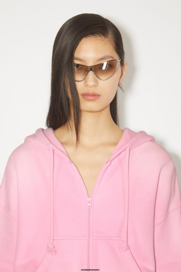 Acne Studios vestir burbuja rosa 0T4HT164 chaqueta teñida con cremallera