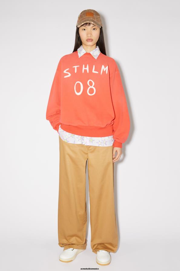 Acne Studios vestir chile naranja 0T4HT153 suéter con estampado de parches - ajuste relajado unisex