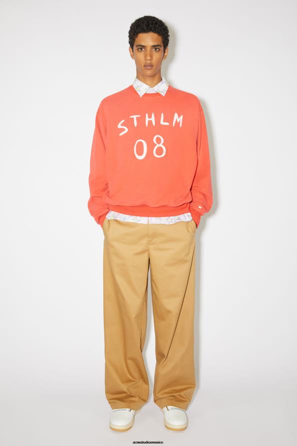 Acne Studios vestir chile naranja 0T4HT975 suéter con estampado de parches - ajuste relajado unisex
