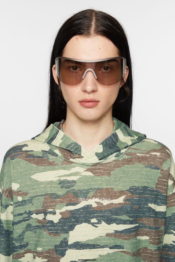 Acne Studios vestir verde caqui 0T4HT964 sudadera con capucha y logo estampado