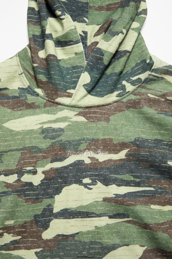 Acne Studios vestir verde caqui 0T4HT964 sudadera con capucha y logo estampado