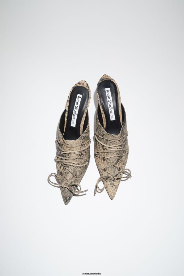 Acne Studios calzado beige/verde 0T4HT792 mules con cordones y tacón para desfile