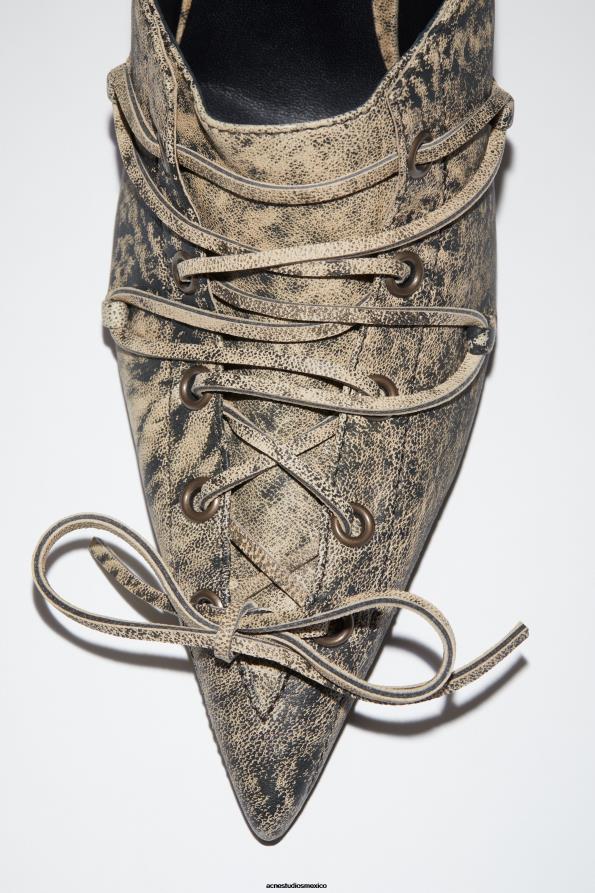 Acne Studios calzado beige/verde 0T4HT792 mules con cordones y tacón para desfile