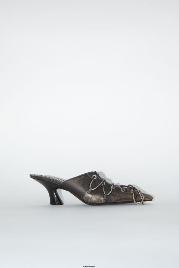 Acne Studios calzado negro 0T4HT473 mules con cordones y tacón para desfile