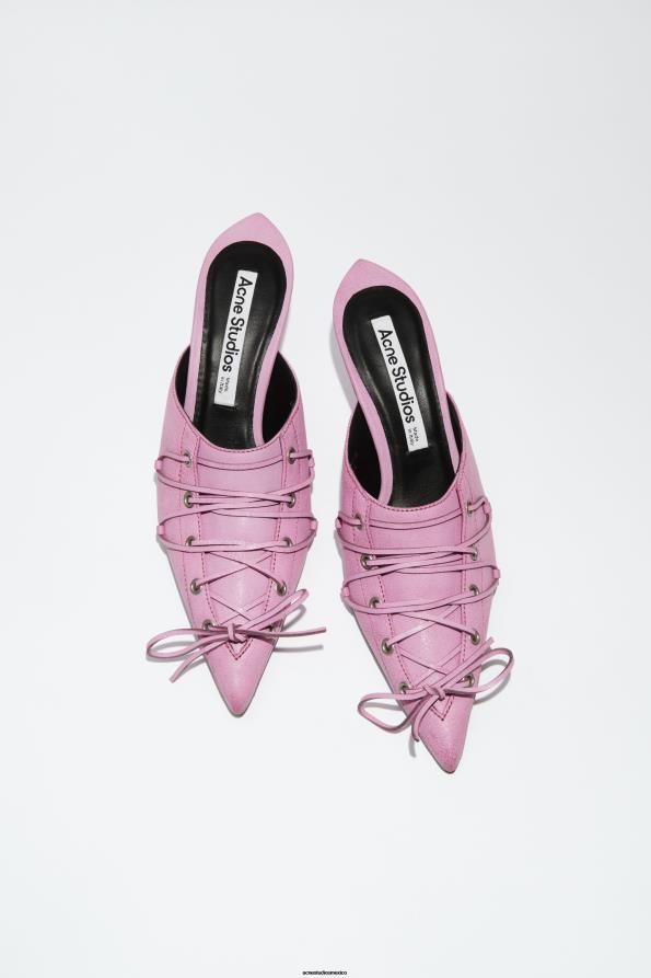 Acne Studios calzado rosa 0T4HT853 mules con cordones y tacón para desfile